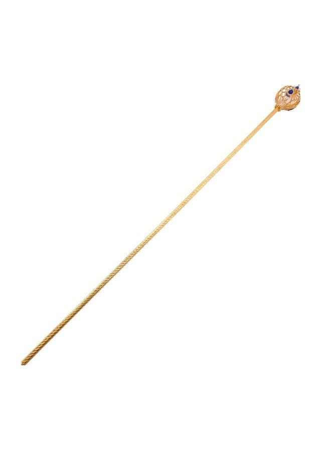 Solajan Royal Crown Walking Cane 92cm – Gold-Tone Shaft with Blue Crystal Crown Handle - Image 3